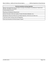 Form LIC9279 Prelicensing Entrance Checklist - Child Care Centers - California, Page 2