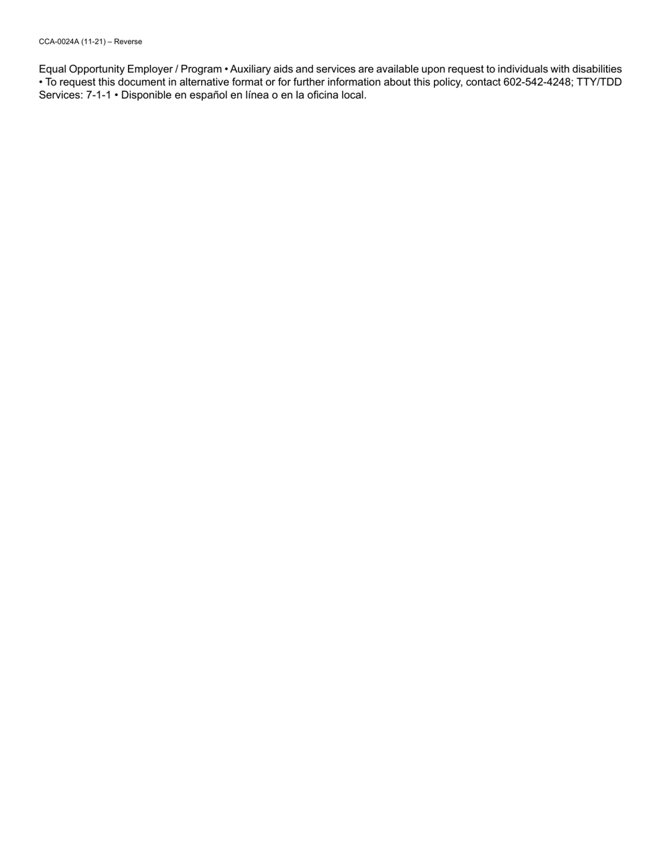 Form CCA-0024A Employment and Wage Verification Statement - Arizona, Page 2