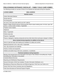 Document preview: Form LIC9280 Prelicensing Entrance Checklist - Family Child Care Homes - California