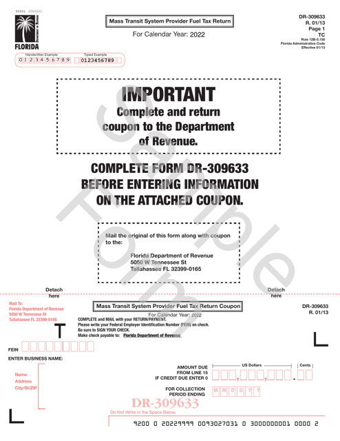 Form DR-309633 2022 Printable Pdf