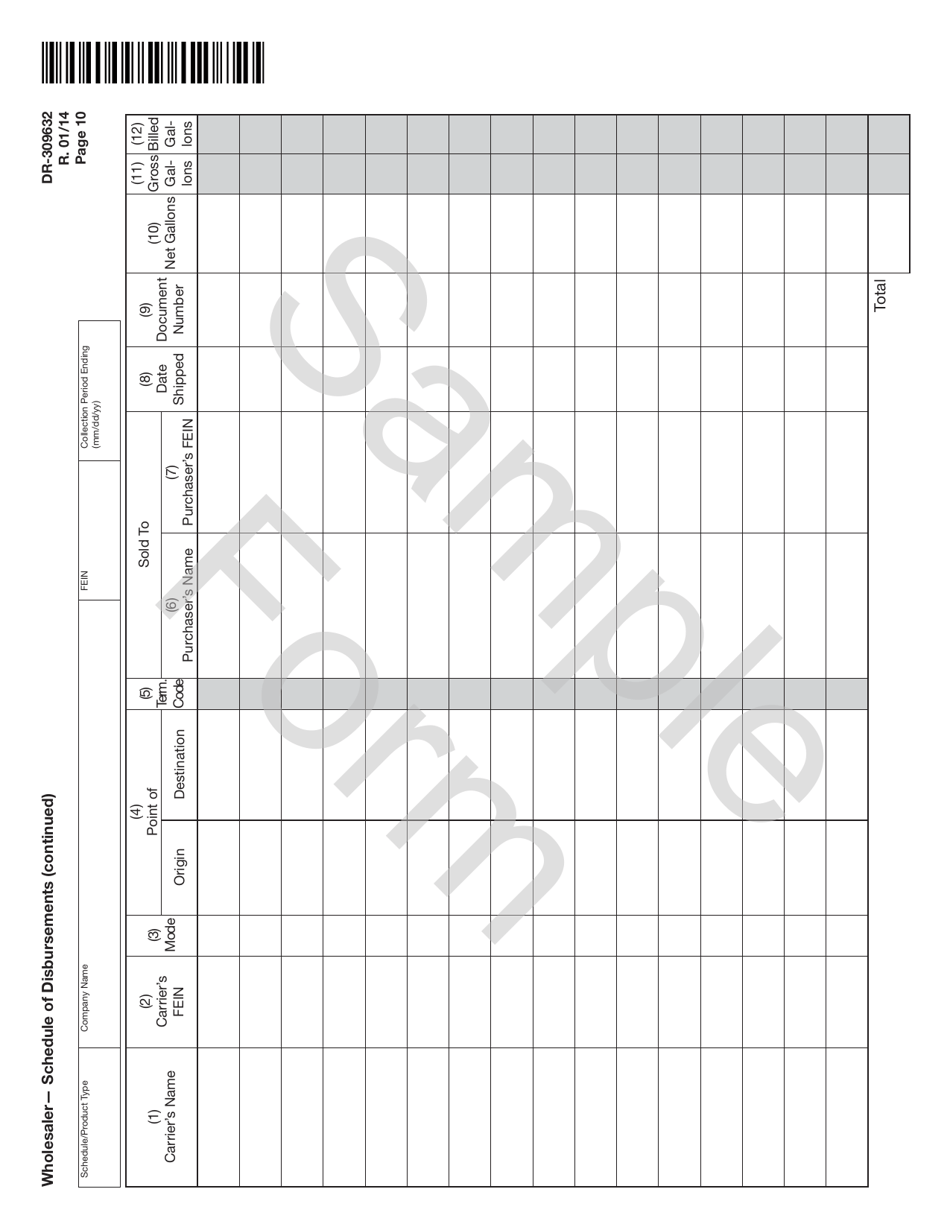Form DR-309632 Wholesaler / Importer Fuel Tax Return - Sample - Florida, Page 10