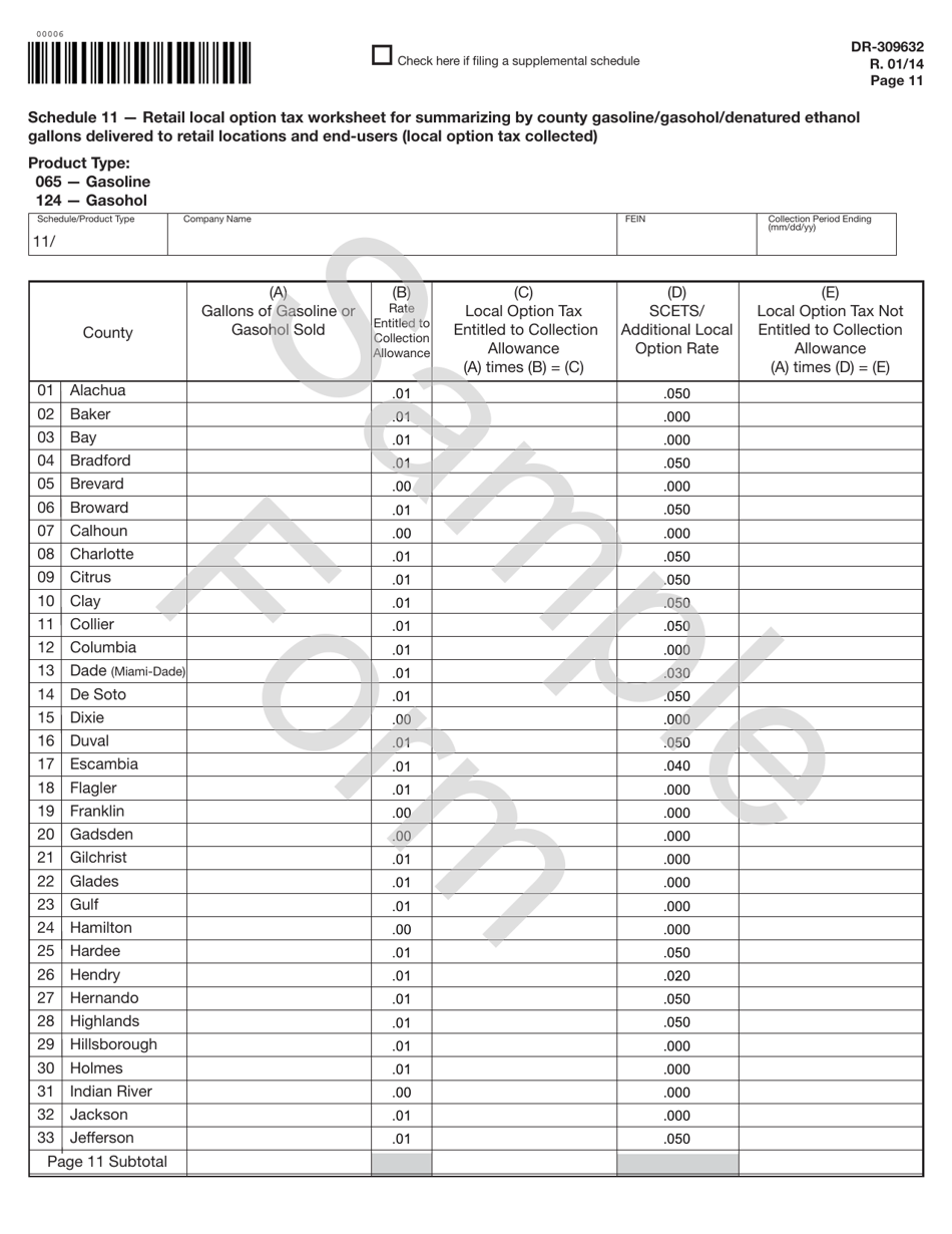 Form DR-309632 Wholesaler / Importer Fuel Tax Return - Sample - Florida, Page 11