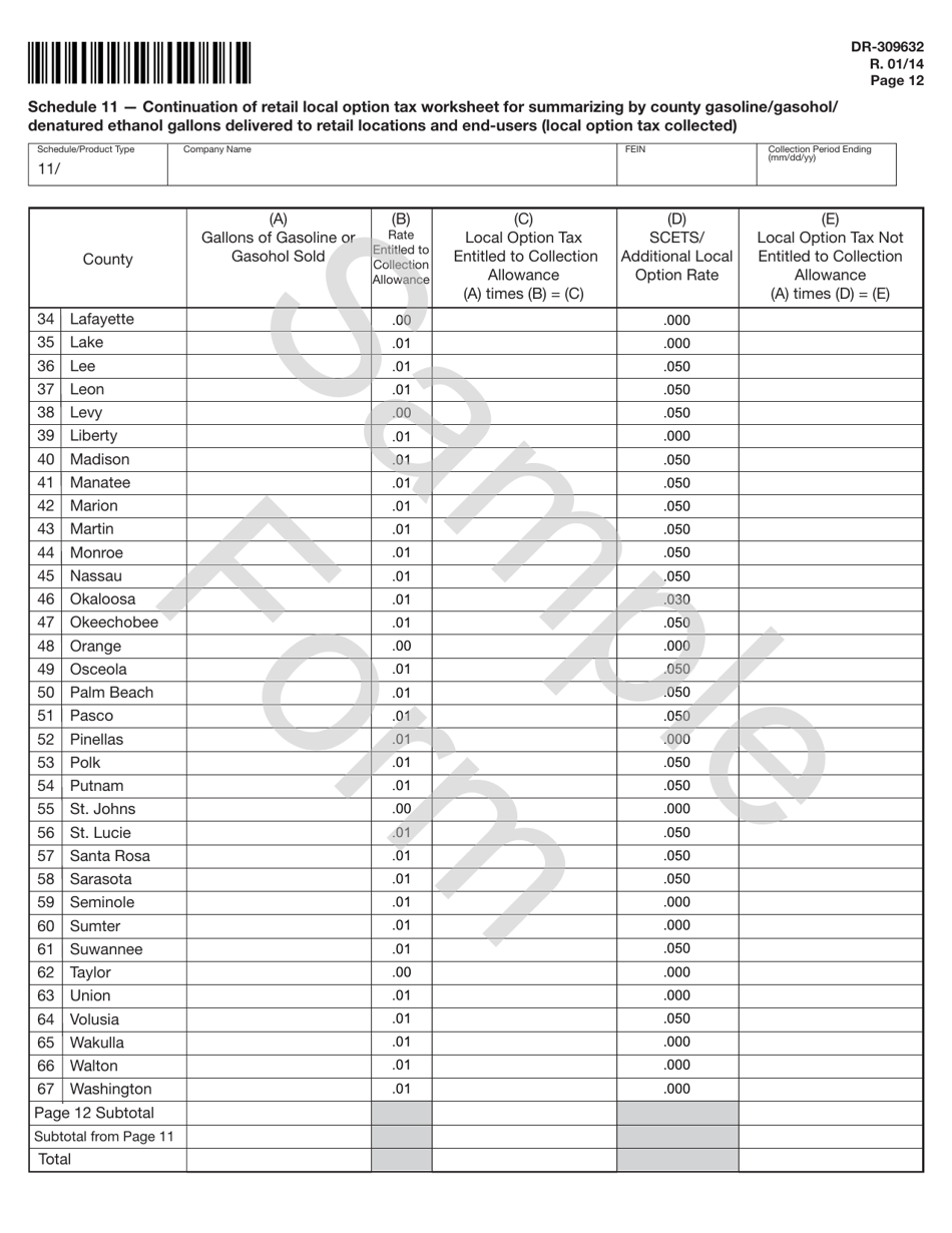 Form DR-309632 Wholesaler / Importer Fuel Tax Return - Sample - Florida, Page 12