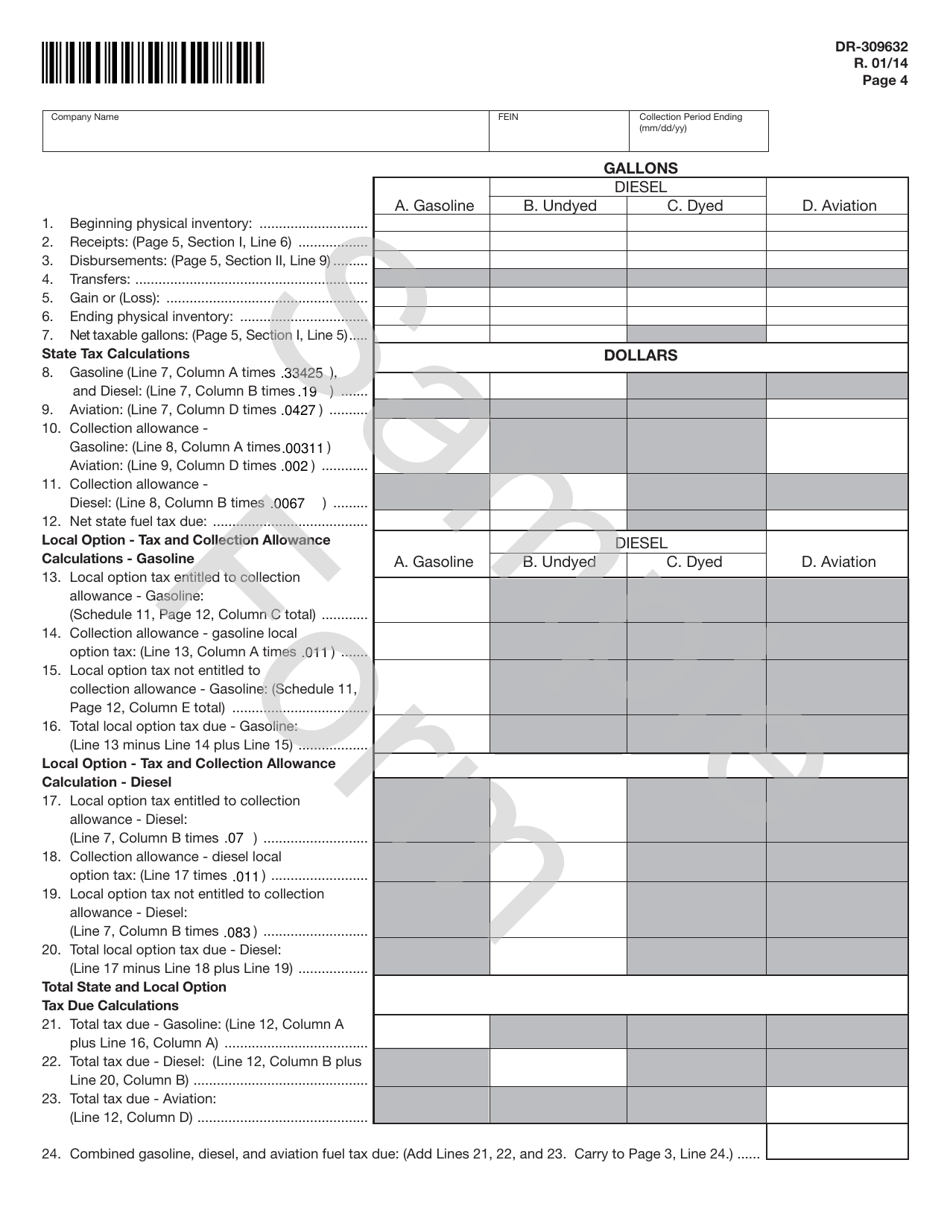 Form DR-309632 Wholesaler / Importer Fuel Tax Return - Sample - Florida, Page 4