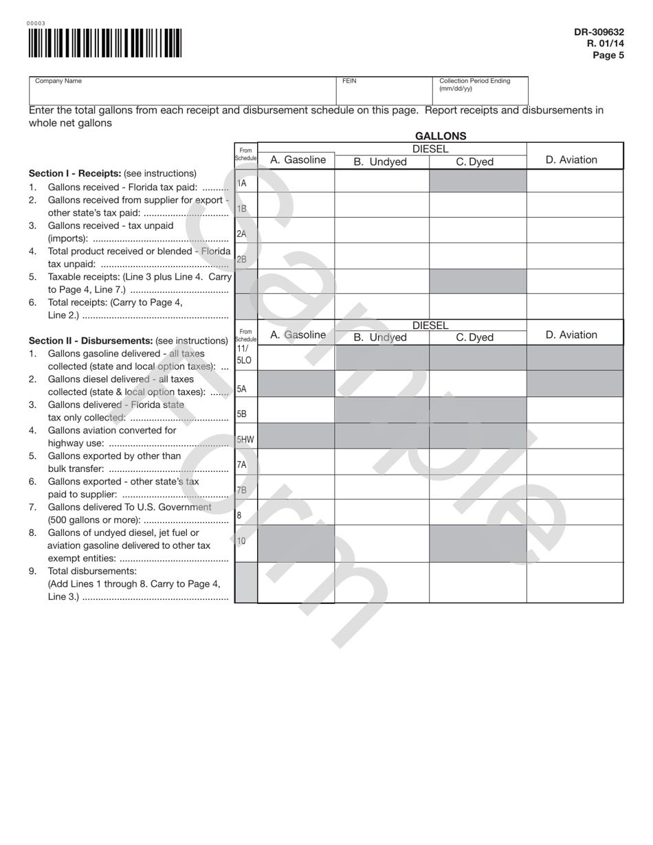 Form DR-309632 Wholesaler / Importer Fuel Tax Return - Sample - Florida, Page 5