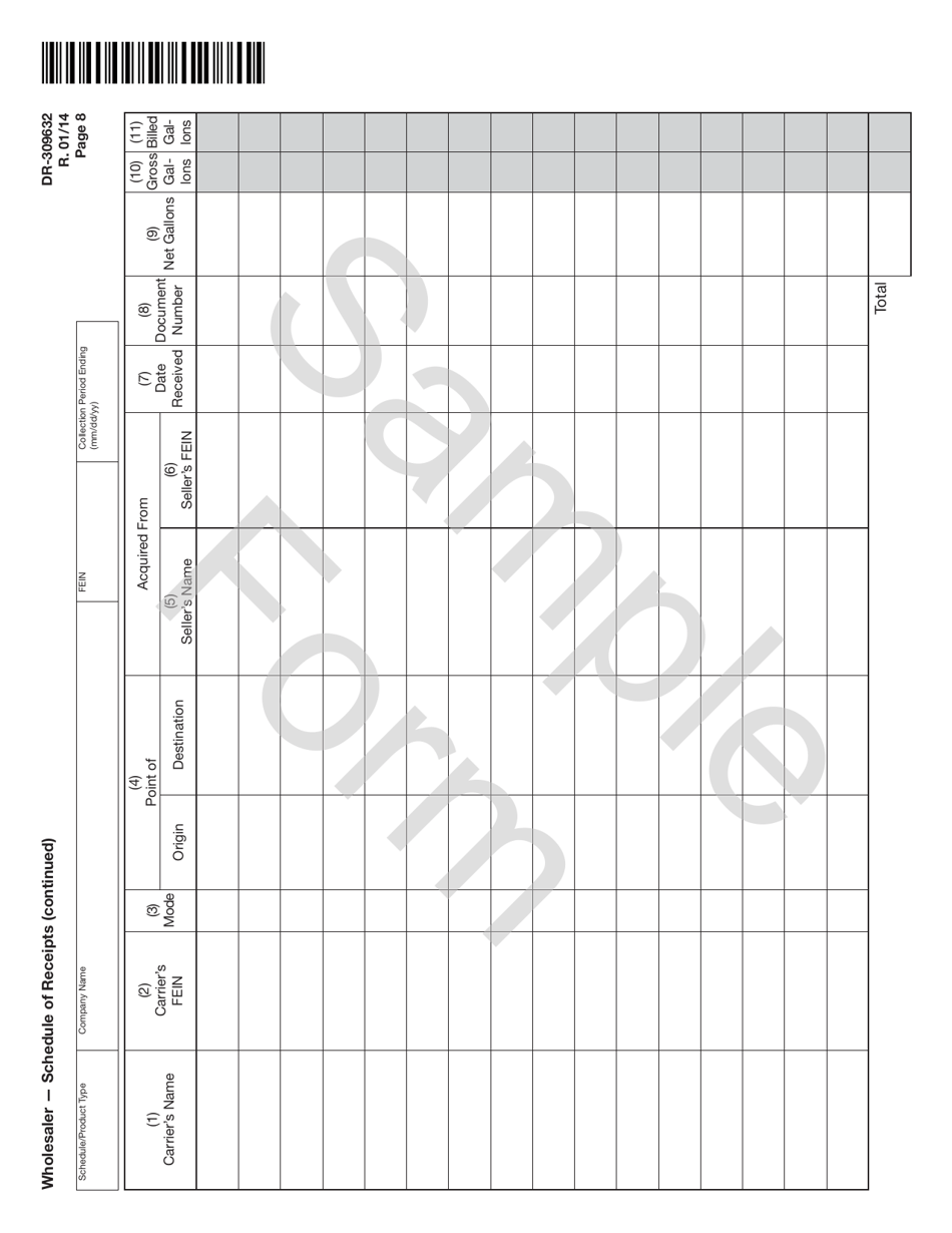 Form DR-309632 Wholesaler / Importer Fuel Tax Return - Sample - Florida, Page 8