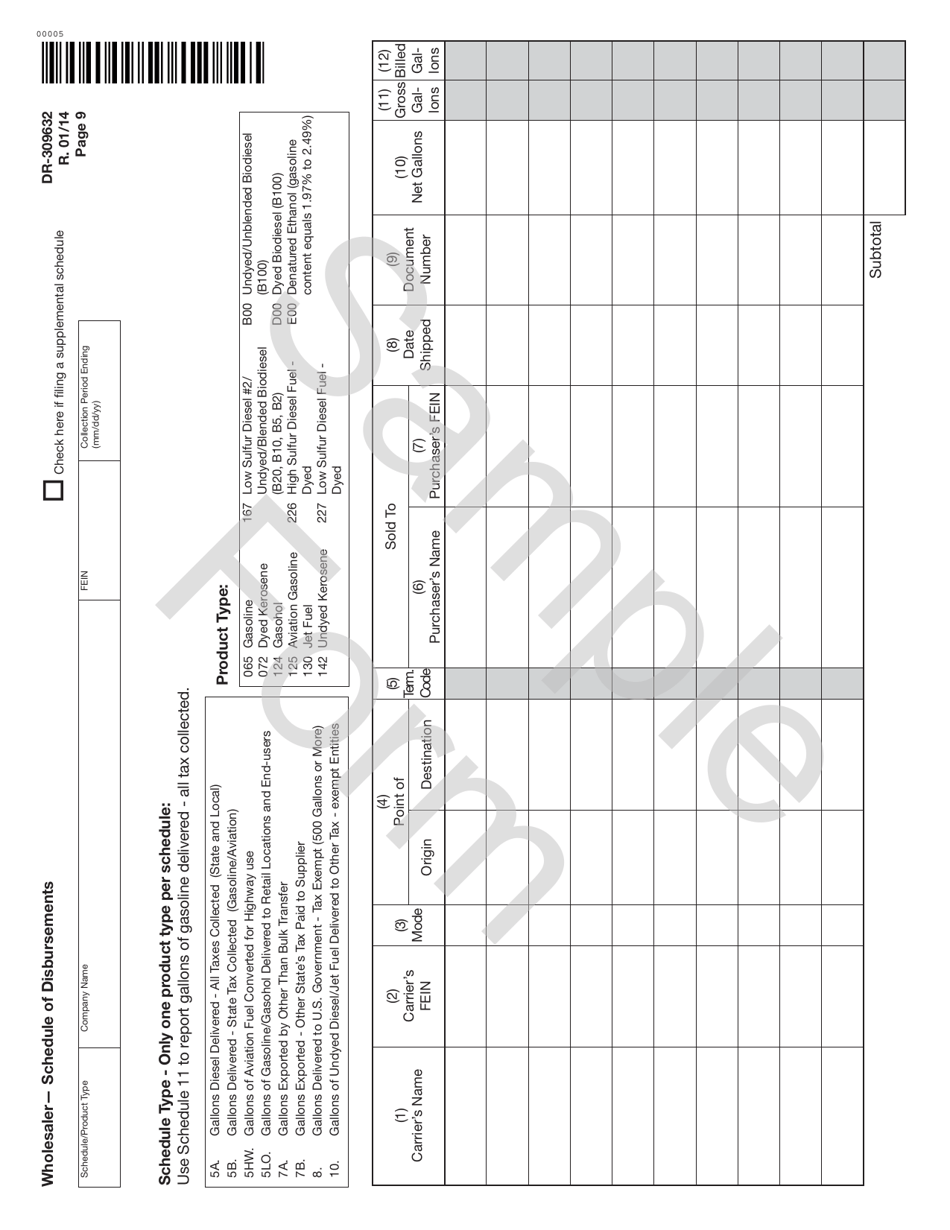 Form DR-309632 Wholesaler / Importer Fuel Tax Return - Sample - Florida, Page 9