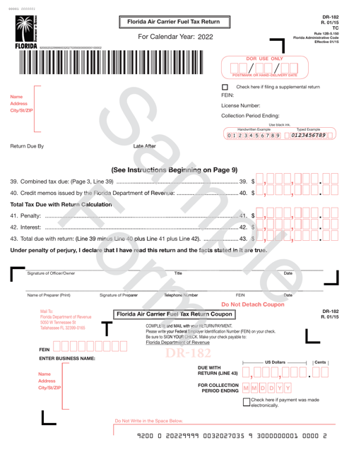 Form DR-182 2022 Printable Pdf