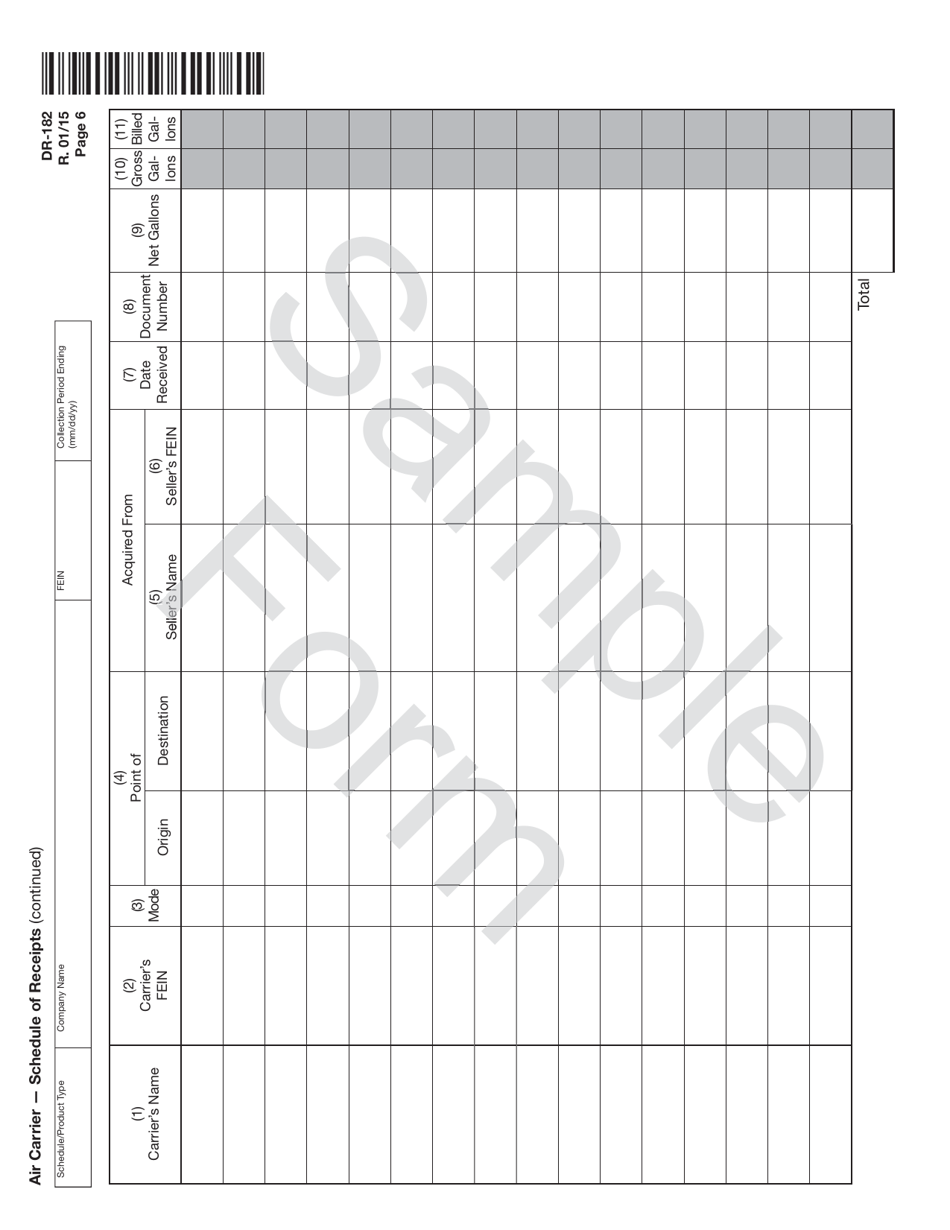 Form DR-182 Florida Air Carrier Fuel Tax Return - Sample - Florida, Page 6