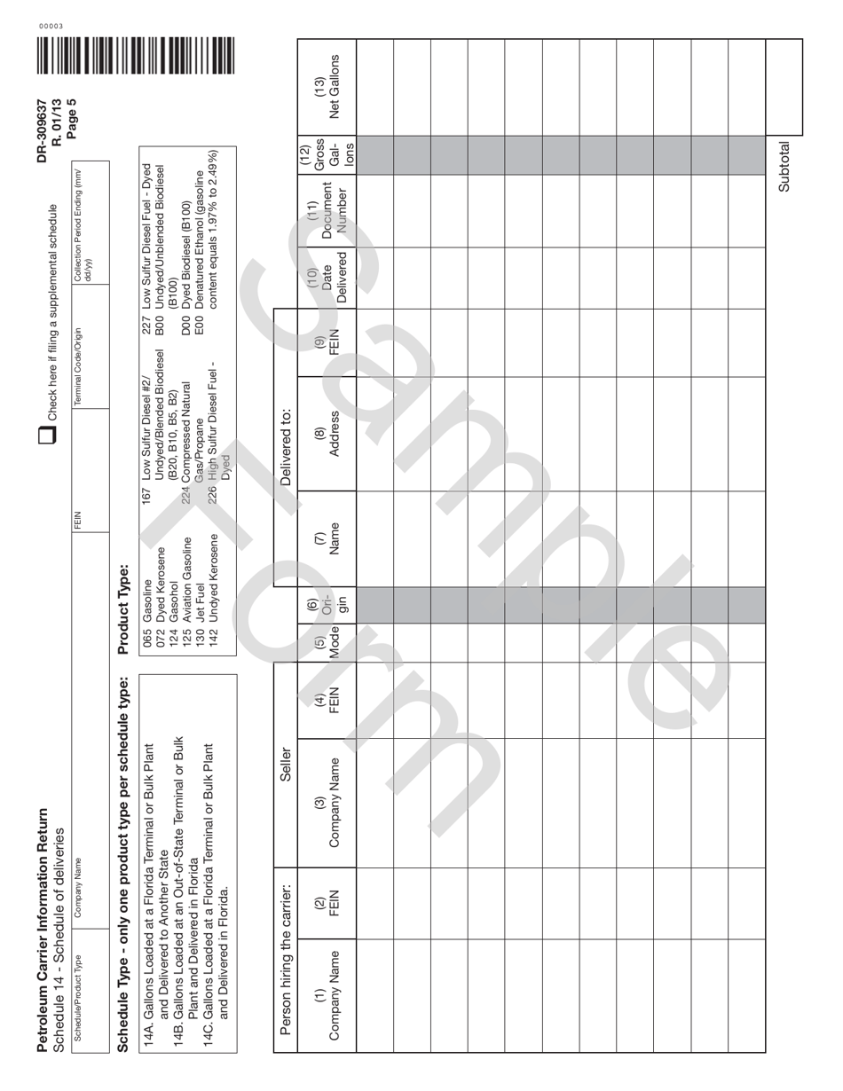 Form DR-309637 Petroleum Carrier Information Return - Sample - Florida, Page 5