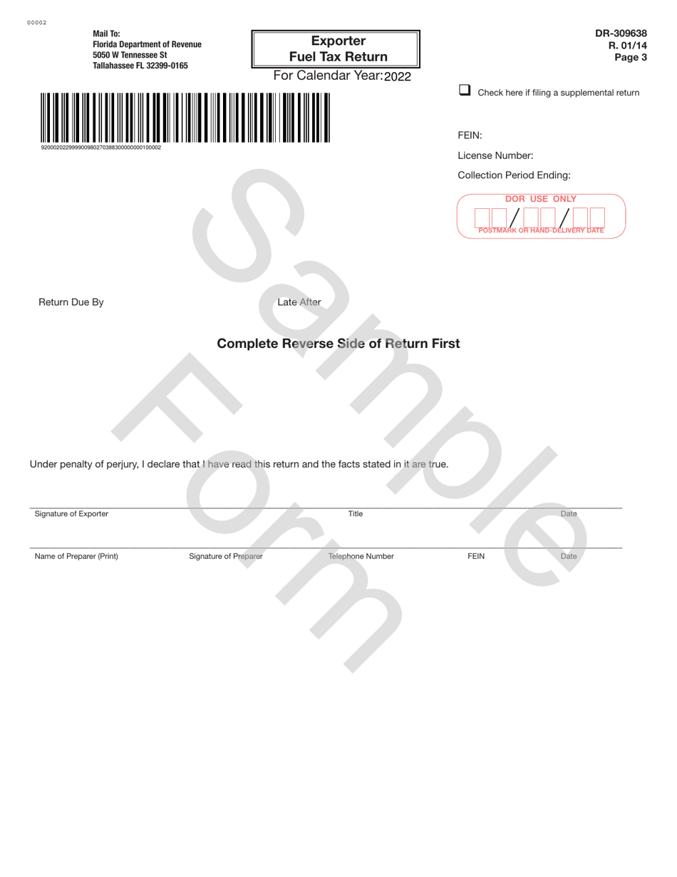 Form DR-309638 Exporter Fuel Tax Return - Sample - Florida, Page 3