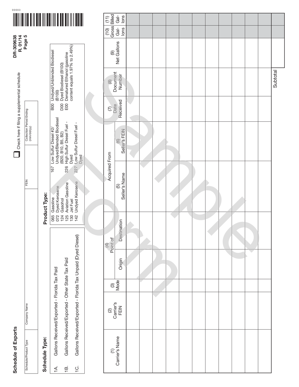 Form DR-309638 Exporter Fuel Tax Return - Sample - Florida, Page 5