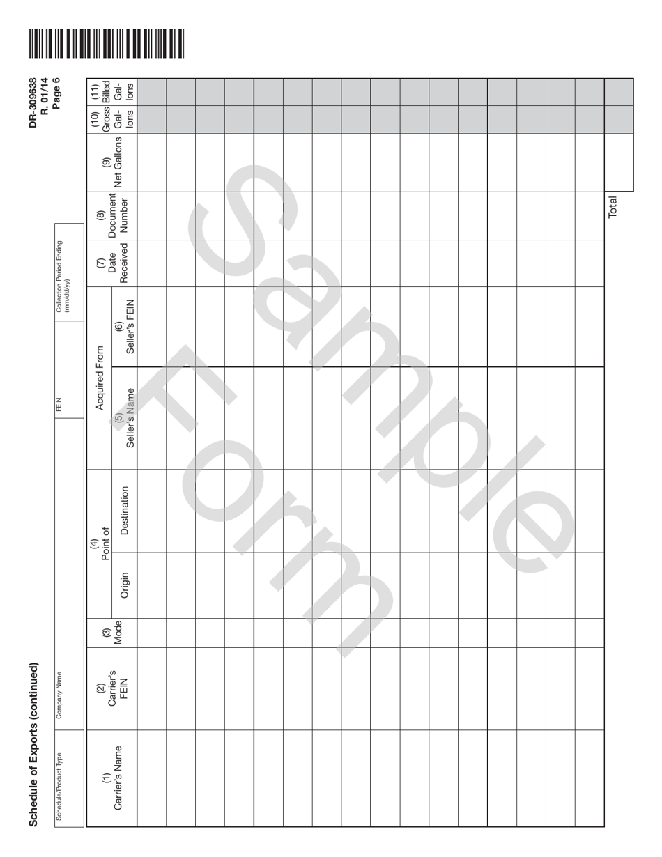 Form DR-309638 Exporter Fuel Tax Return - Sample - Florida, Page 6