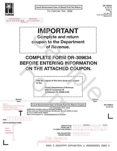 Form DR-309634 2022 Printable Pdf