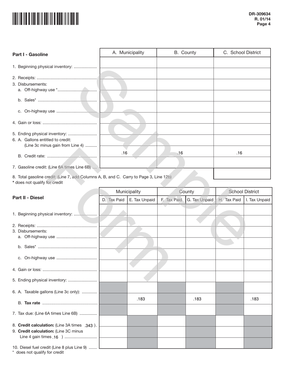 Form DR-309634 Local Government User of Diesel Fuel Tax Return - Sample - Florida, Page 4