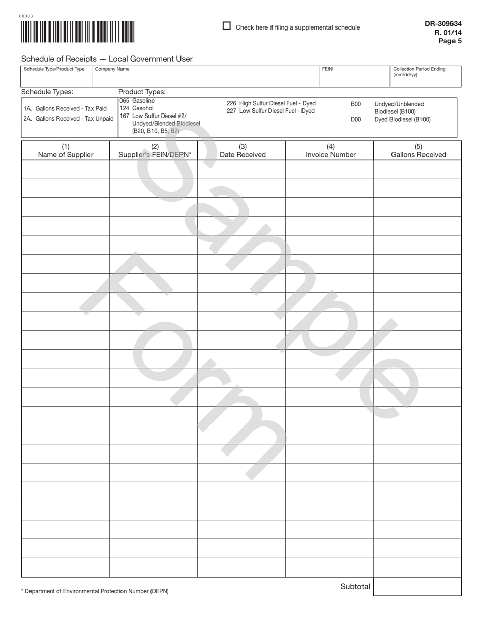 Form DR-309634 Local Government User of Diesel Fuel Tax Return - Sample - Florida, Page 5