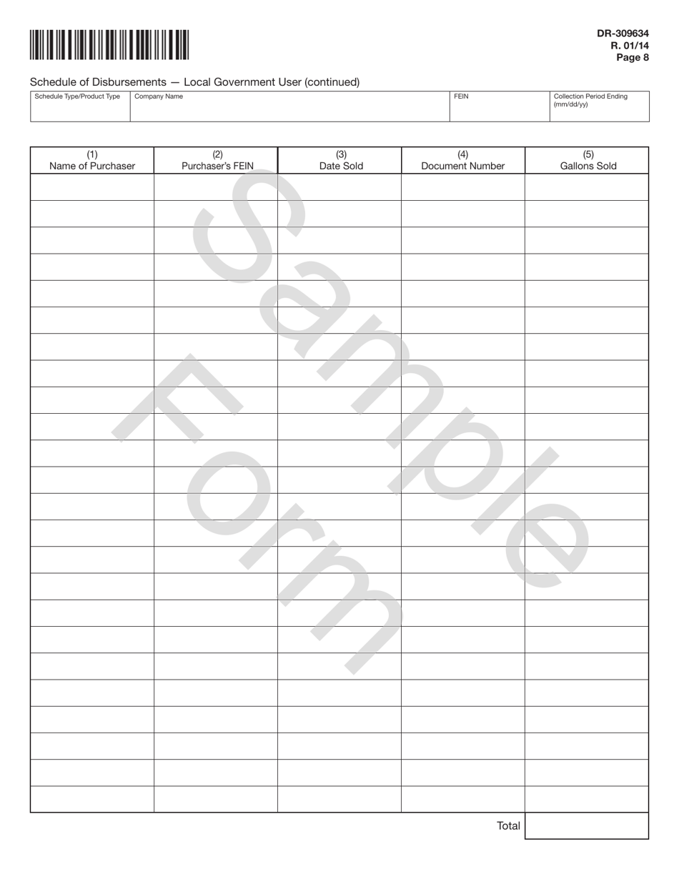 Form DR-309634 Local Government User of Diesel Fuel Tax Return - Sample - Florida, Page 8