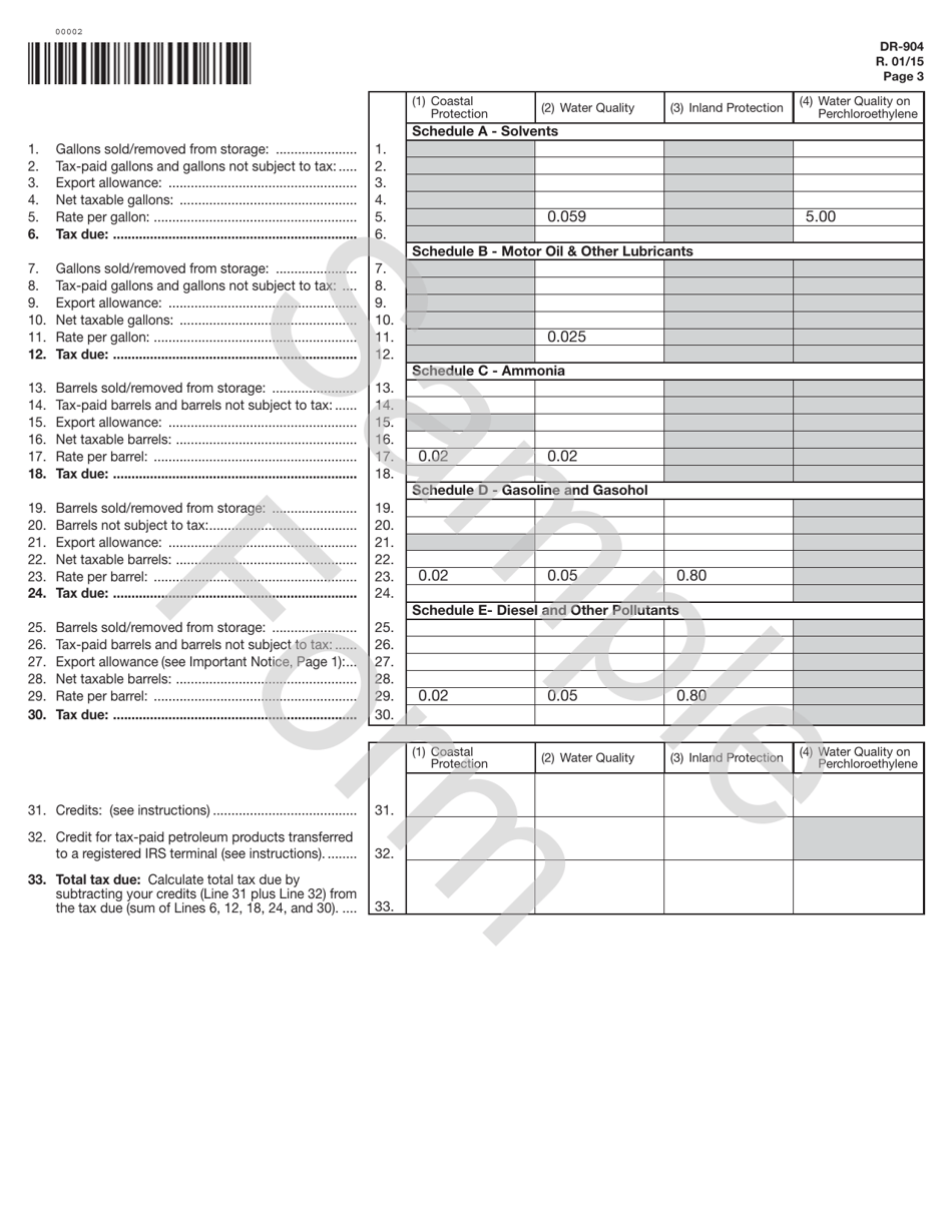 Form DR-904 Pollutants Tax Return - Sample - Florida, Page 3