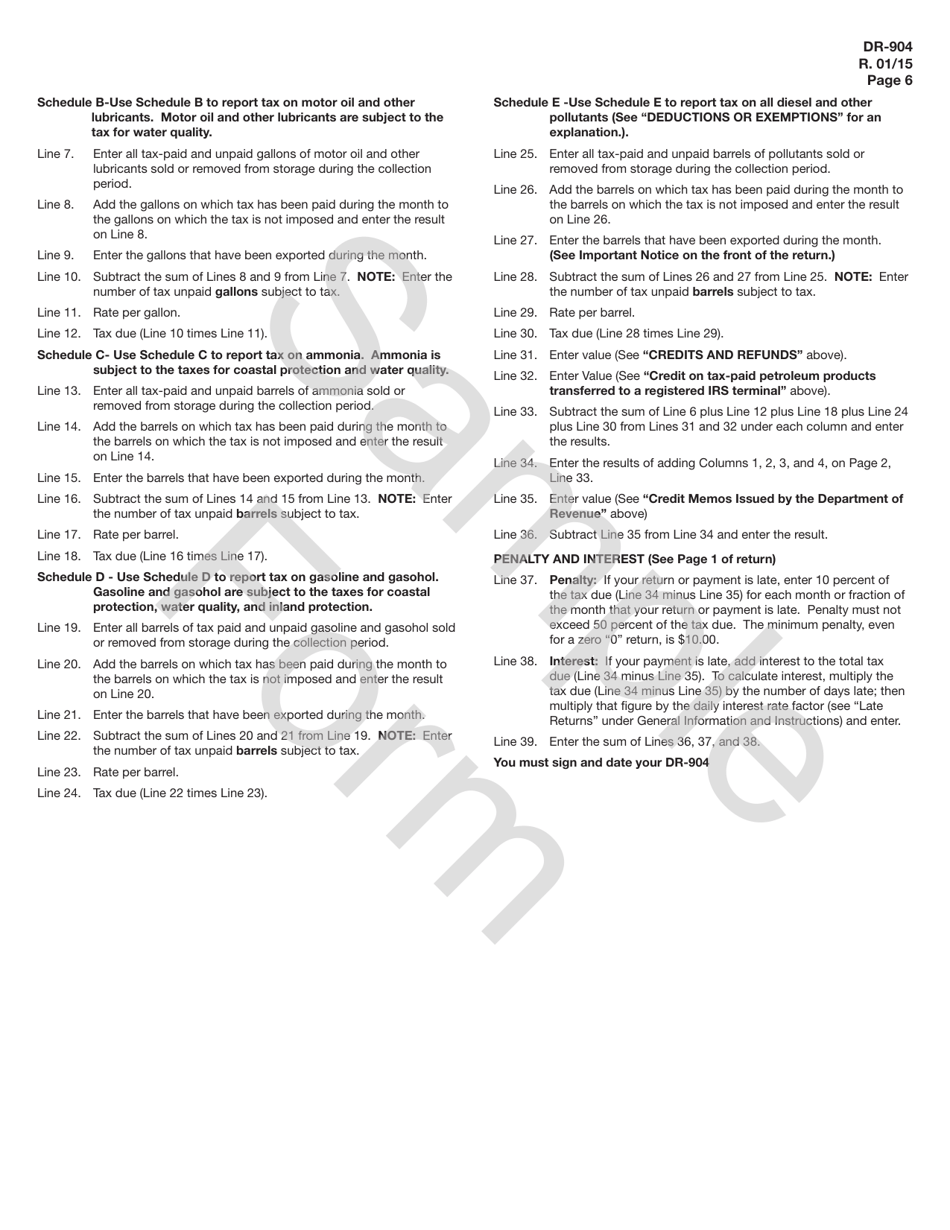 Form DR-904 Pollutants Tax Return - Sample - Florida, Page 6