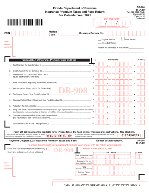 Form DR-908 2021 Printable Pdf