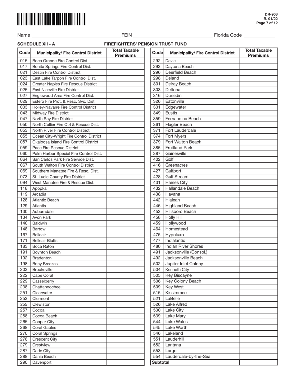 Form DR-908 Insurance Premium Taxes and Fees Return - Florida, Page 7
