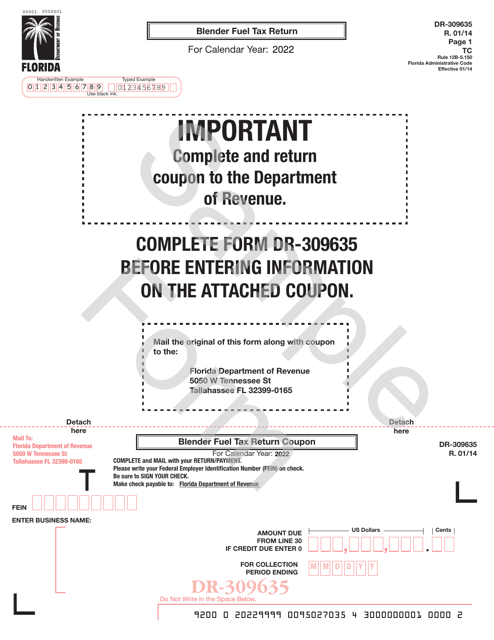 Form DR-309635 2022 Printable Pdf
