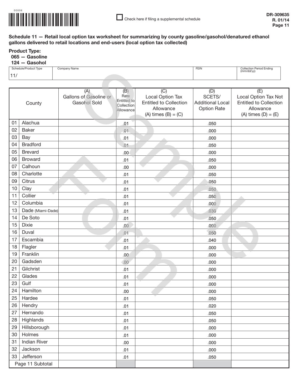 Instructions for Form DR-309635 Blender Fuel Tax Return - Sample - Florida, Page 11