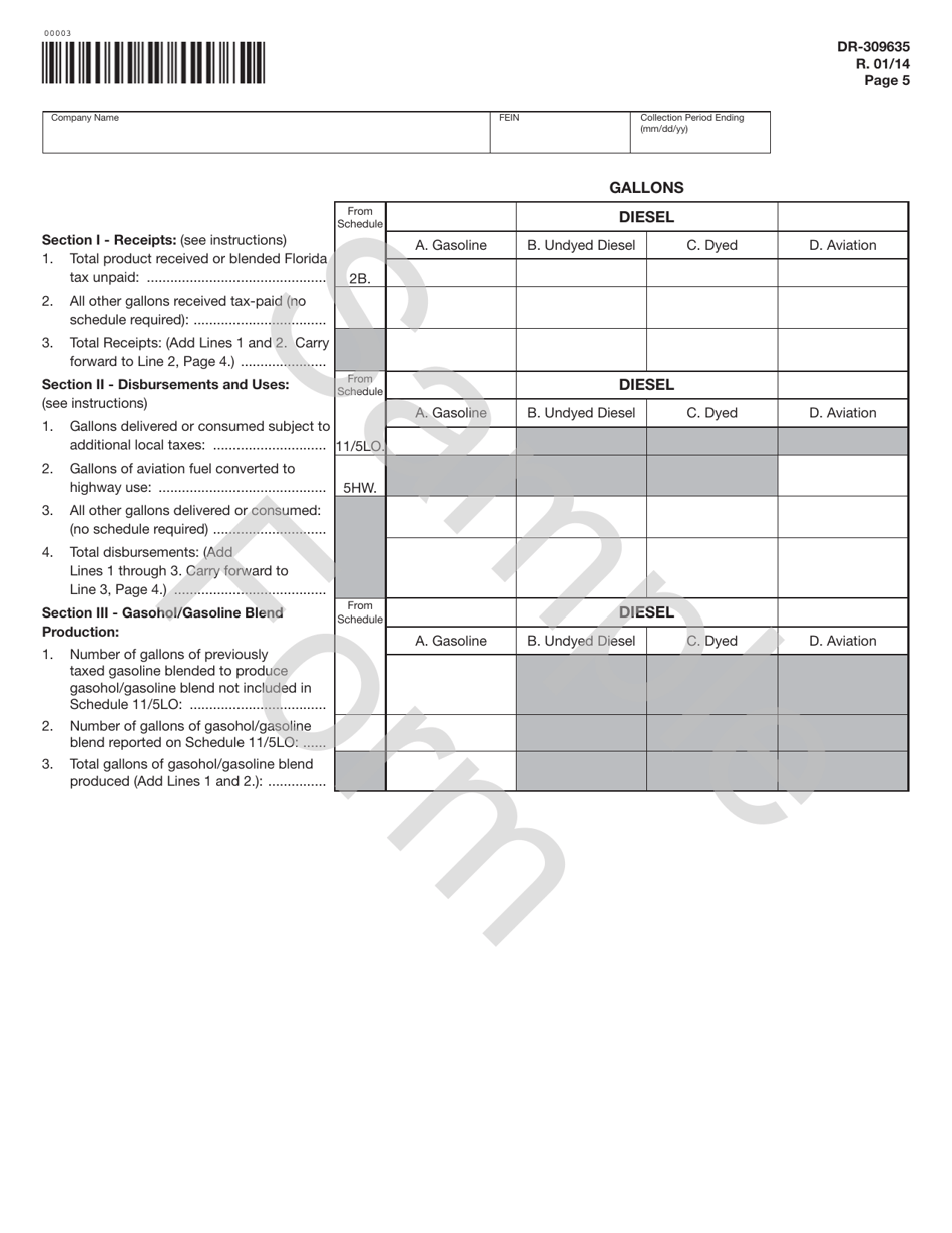 Instructions for Form DR-309635 Blender Fuel Tax Return - Sample - Florida, Page 5