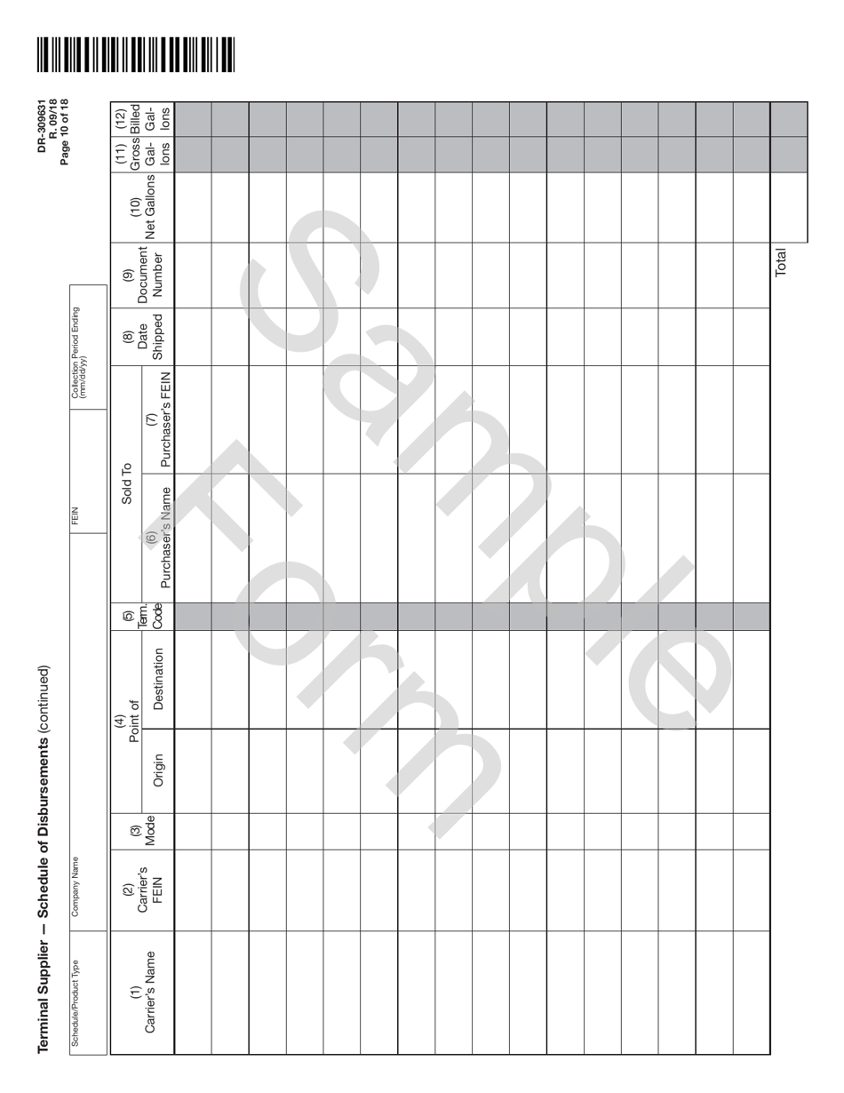 Form DR-309631 Terminal Supplier Fuel Tax Return - Sample - Florida, Page 10