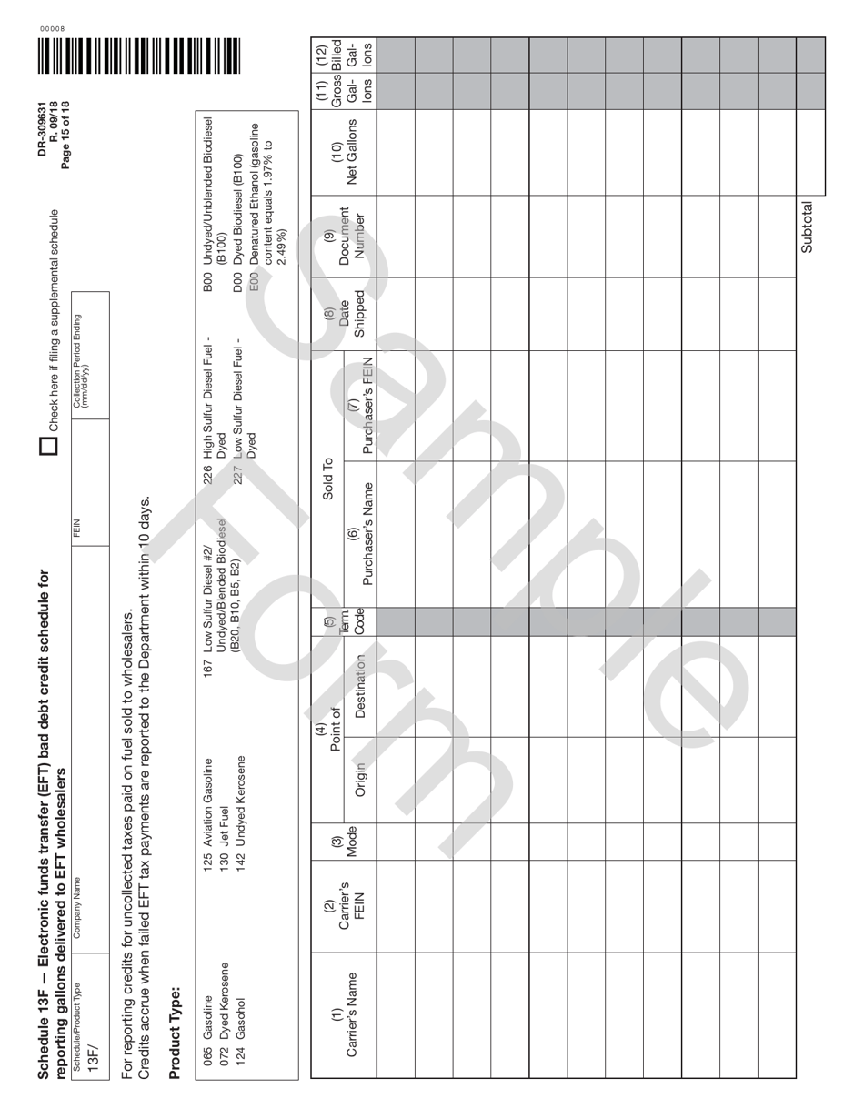 Form DR-309631 Terminal Supplier Fuel Tax Return - Sample - Florida, Page 15