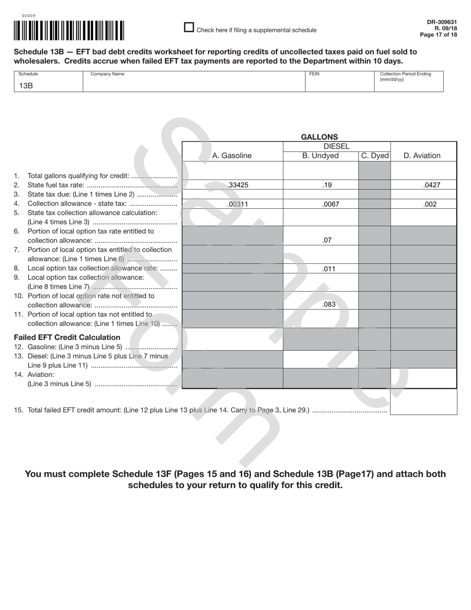 Form DR-309631 Terminal Supplier Fuel Tax Return - Sample - Florida, Page 17