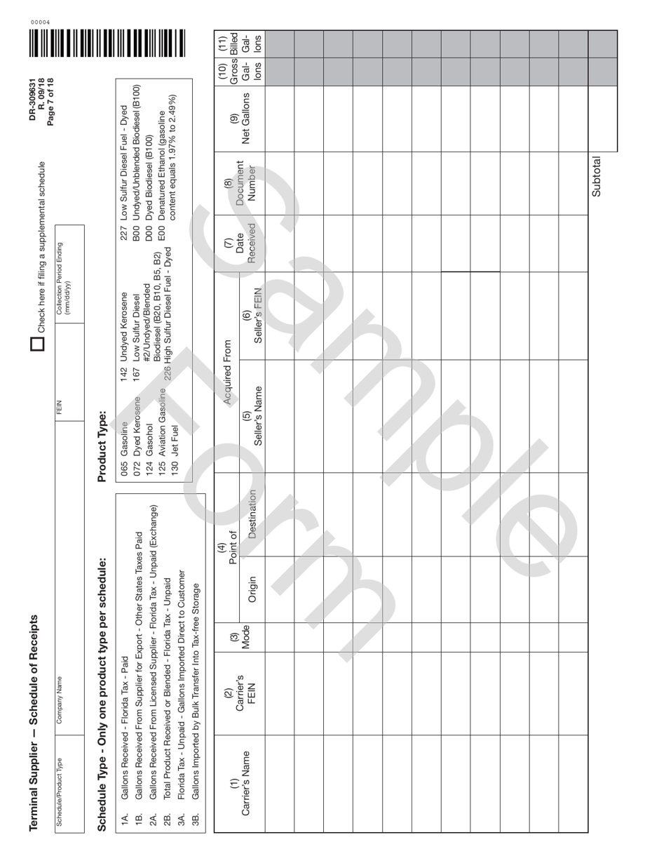 Form DR-309631 Terminal Supplier Fuel Tax Return - Sample - Florida, Page 7