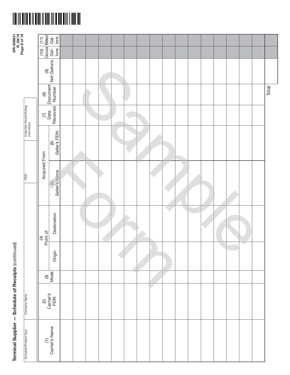 Form DR-309631 Terminal Supplier Fuel Tax Return - Sample - Florida, Page 8