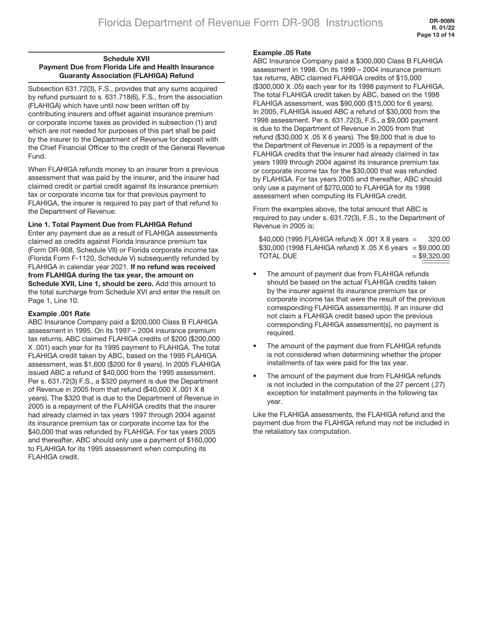 Download instructions for form dr 908 insurance premium taxes and fees