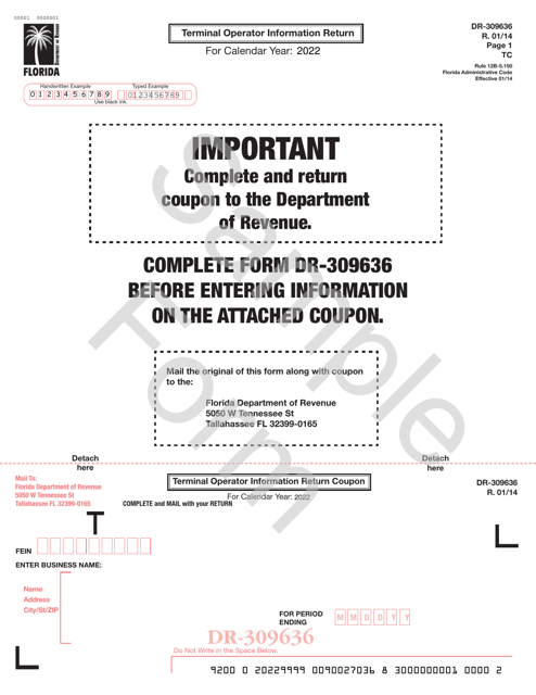 Form DR-309636 2022 Printable Pdf