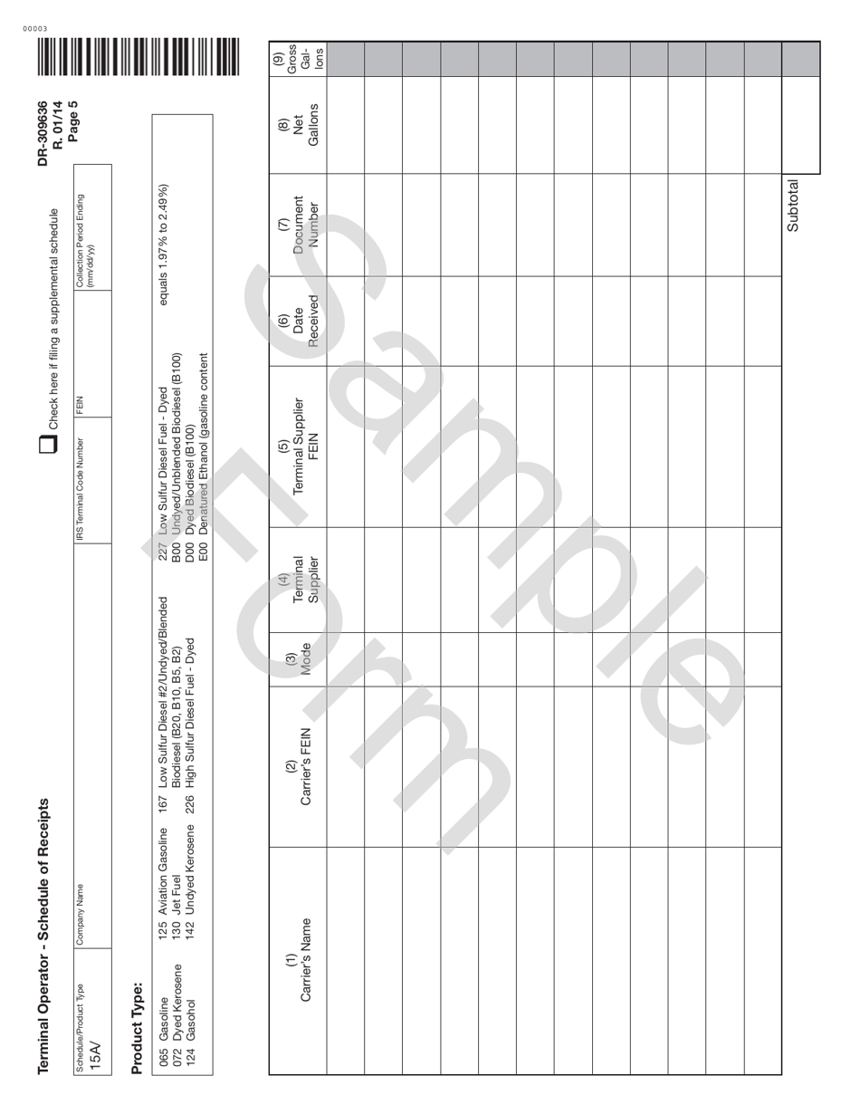 Form DR-309636 Terminal Operator Information Return - Sample - Florida, Page 5