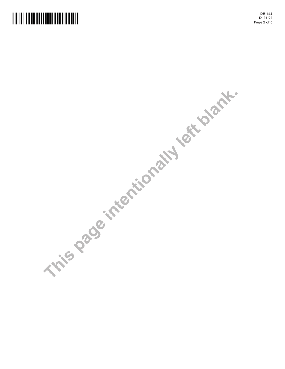 Form DR-144 Gas and Sulfur Production Quarterly Tax Return - Florida, Page 2