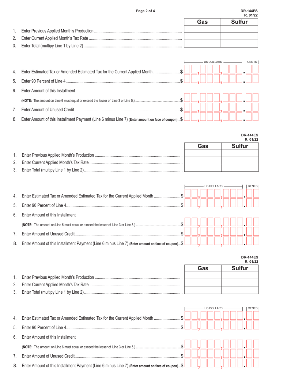 Form DR-144 Gas and Sulfur Production Quarterly Tax Return - Florida, Page 8