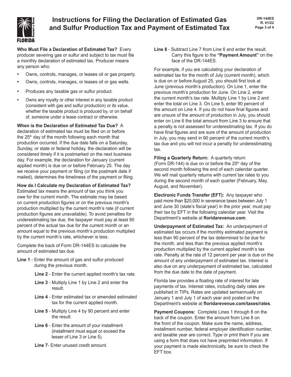 Form DR-144 Gas and Sulfur Production Quarterly Tax Return - Florida, Page 9