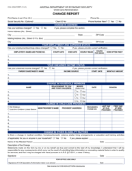 Document preview: Form CCA-1235A Change Report - Arizona