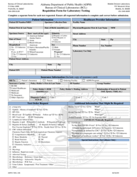 Document preview: Form ADPH-F-BCL-136 Requisition Form for Laboratory Testing - Alabama
