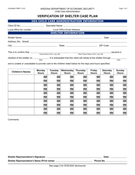 Document preview: Form CCA-0044A Verification of Shelter Case Plan - Arizona