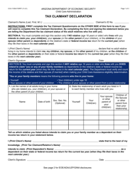 Form CCA-1105A Tax Claimant Declaration - Arizona