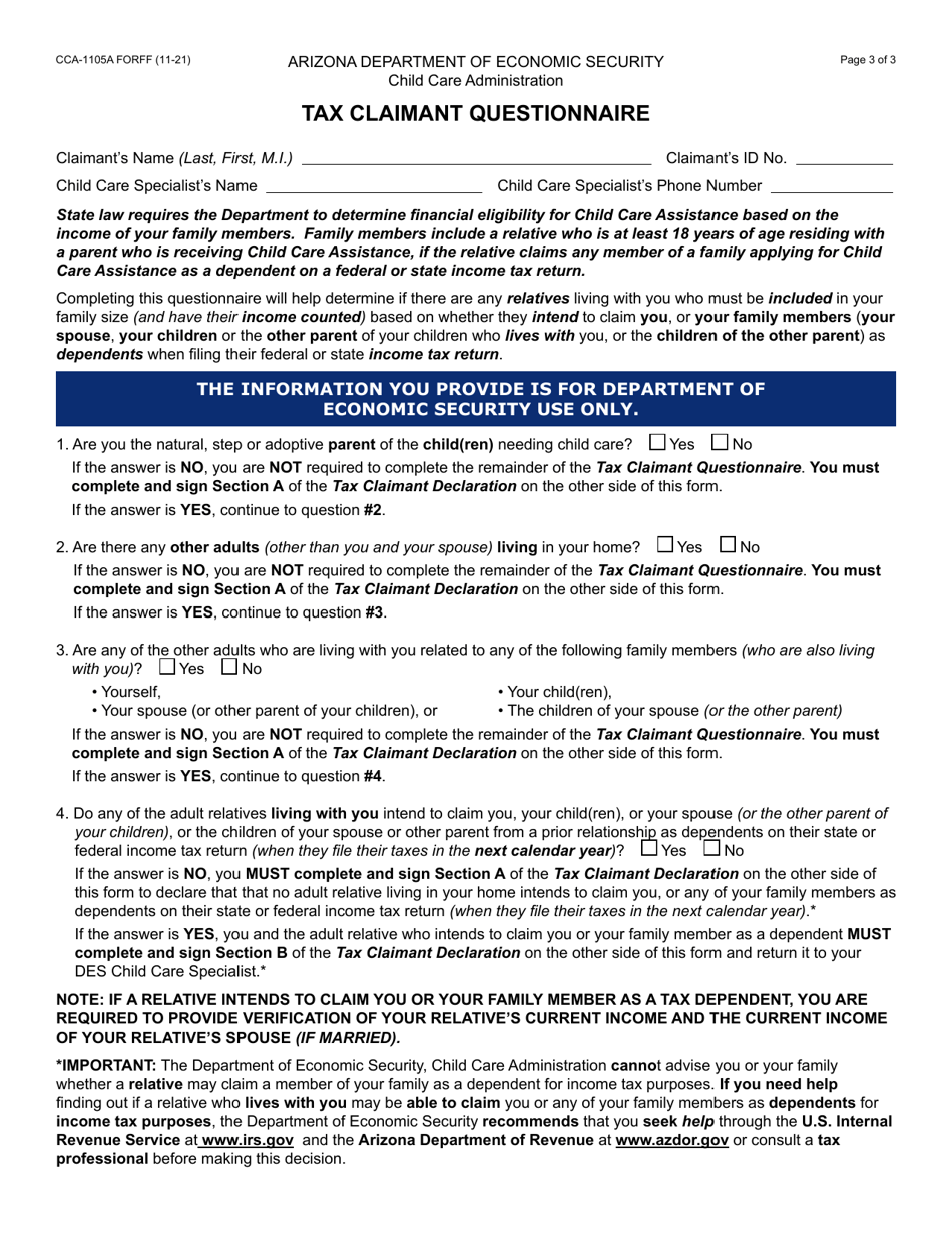 Form CCA1105A Fill Out, Sign Online and Download Fillable PDF