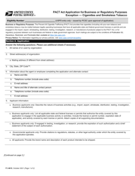 Document preview: PS Form 4615 Pact Act Application for Business or Regulatory Purposes Exception - Cigarettes and Smokeless Tobacco