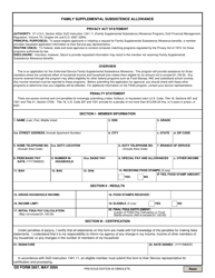 Document preview: DD Form 2857 Family Supplemental Subsistence Allowance