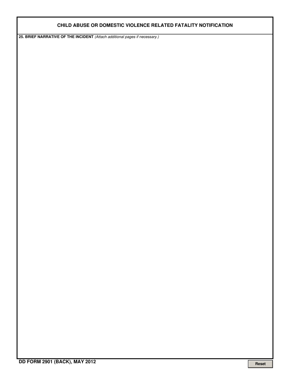 DD Form 2901 Child Abuse or Domestic Violence Related Fatality Notification, Page 2