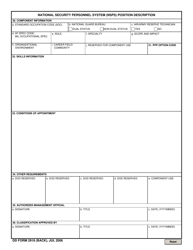 DD Form 2918 National Security Personnel System (Nsps) Position Description, Page 2