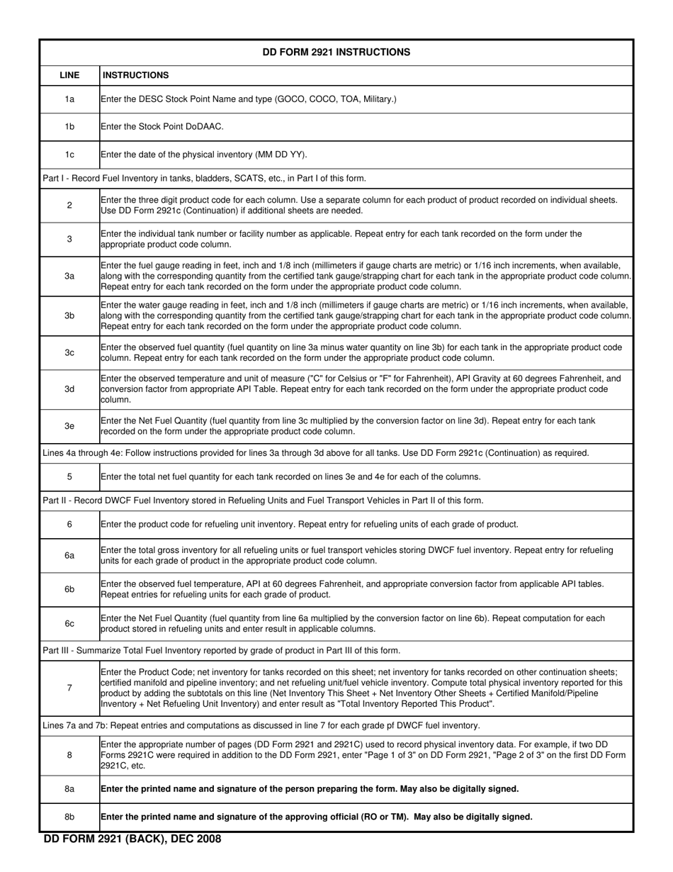 DD Form 2921 - Fill Out, Sign Online and Download Fillable PDF ...