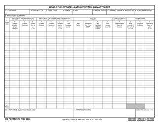DD Form 2925 Missile Fuels/Propellants Inventory Summary Sheet